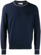 Brunello Cucinelli Knit Contrast Trim Sweater - Blue