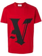 Ports V Gothic Typeface Logo T-shirt - Red