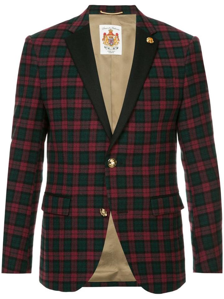 Education From Young Machines Single Breasted Check Blazer - Red