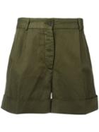 Aspesi Folded Hem Shorts, Women's, Size: 42, Green, Cotton/linen/flax