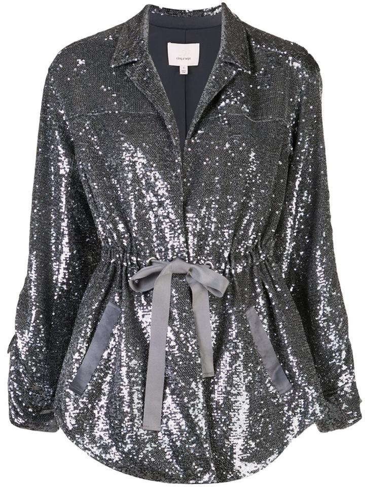 Cinq A Sept Mathieu Sequinned Jacket - Silver