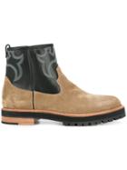 Sacai Western-stitched Boots - Brown