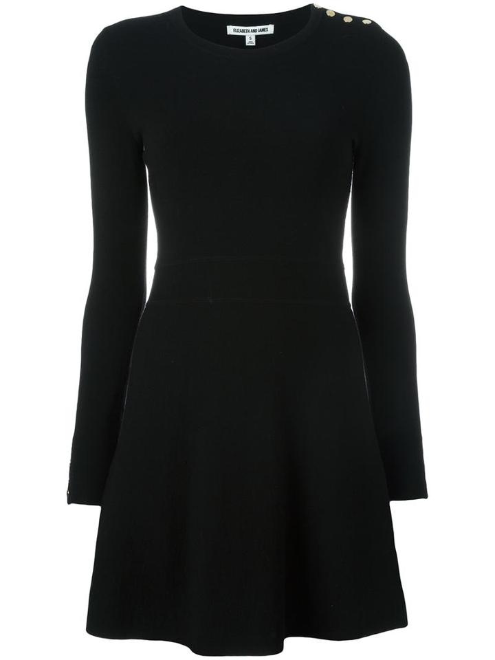 Elizabeth And James Button Detail Knitted Dress, Women's, Size: 6, Black, Polyester/merino