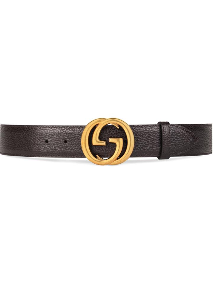 Gucci Leather Belt With Interlocking G Buckle - Brown