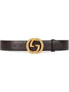 Gucci Leather Belt With Interlocking G Buckle - Brown