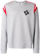 Msgm Logo Knitted Detail Sweatshirt - Grey