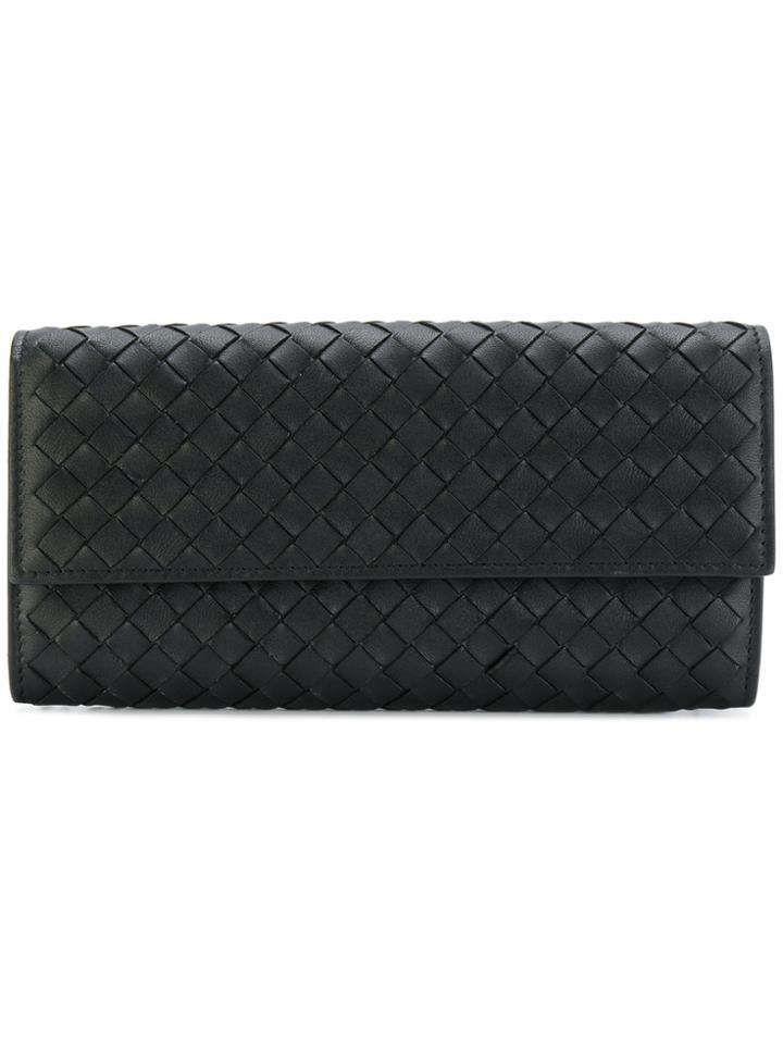 Bottega Veneta Nero Intrecciato Nappa Continental Wallet - Black