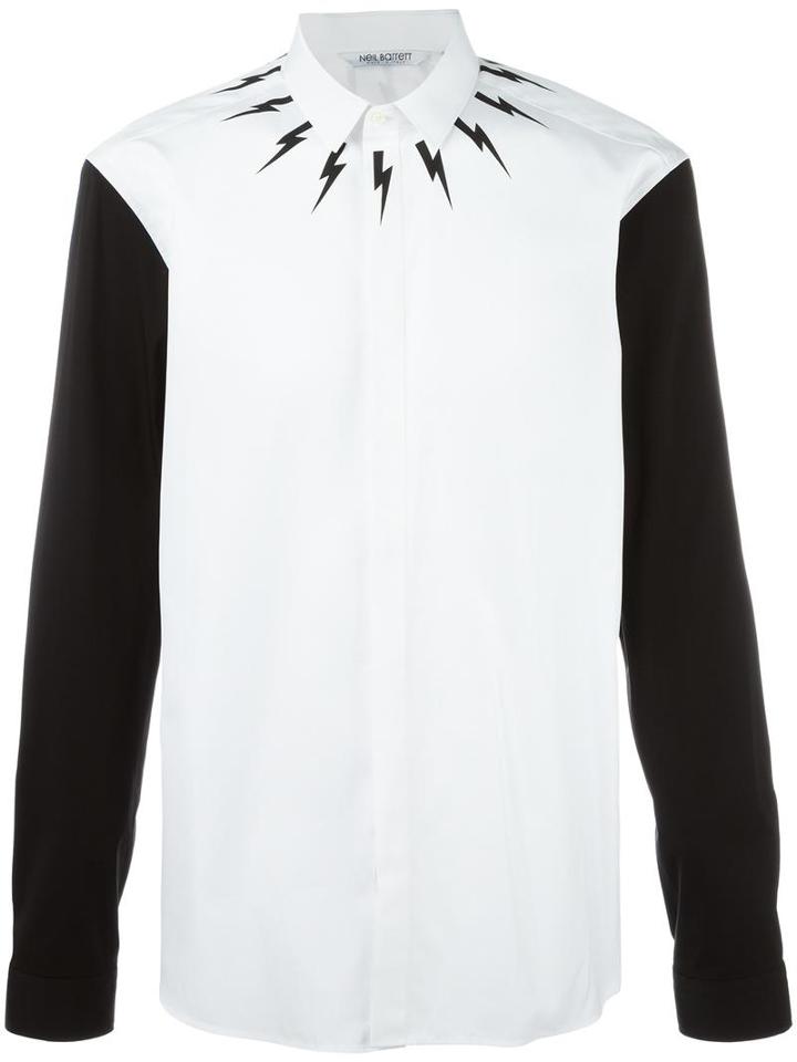 Neil Barrett Contrast Sleeve Shirt, Men's, Size: 40, White, Cotton
