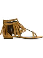 Saint Laurent Nu Pied Flat Sandals, Women's, Size: 40, Nude/neutrals, Leather/suede/metal Other