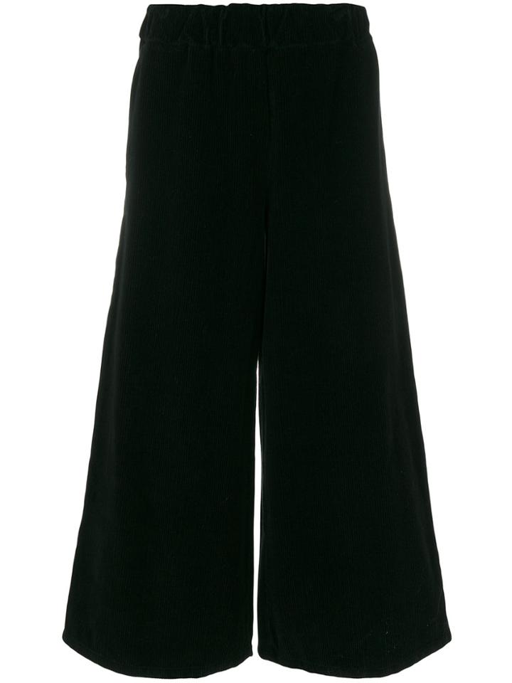 Labo Art Corduroy Cropped Wide-leg Trousers - Black
