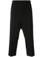 Rick Owens Cropped Dropped Crotch Trousers - Black