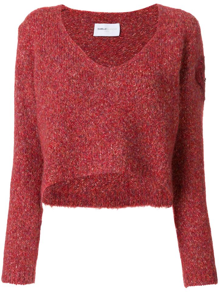 Isabelle Blanche Deep Neck Knitted Top - Red