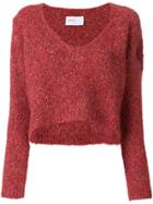 Isabelle Blanche Deep Neck Knitted Top - Red