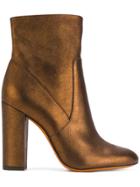 Santoni Metallic Heeled Boots - Brown