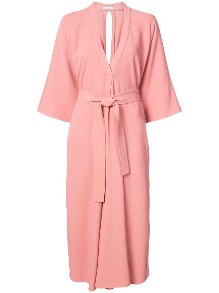 Tome Tie Waist Robe Dress - Pink & Purple