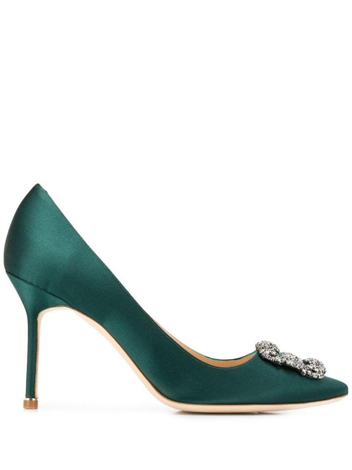Manolo Blahnik Hangisi Jewel Buckle Pumps - Green