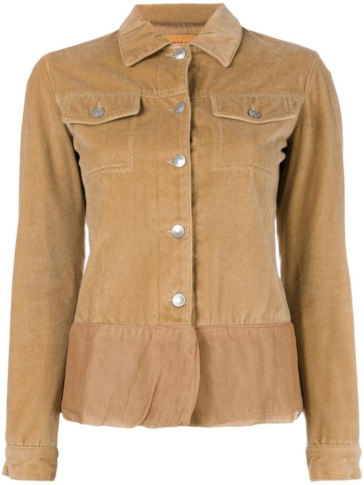 Helmut Lang Pre-owned Velvet Sheer Trim Jacket - Brown