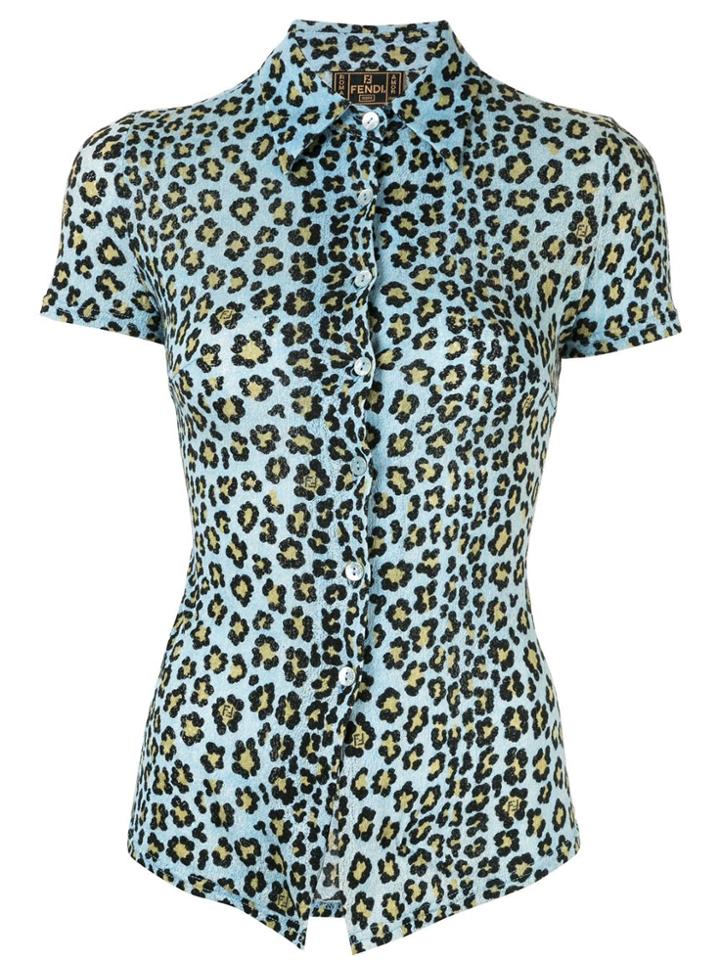 Fendi Pre-owned Leopard Print Shirt - Blue