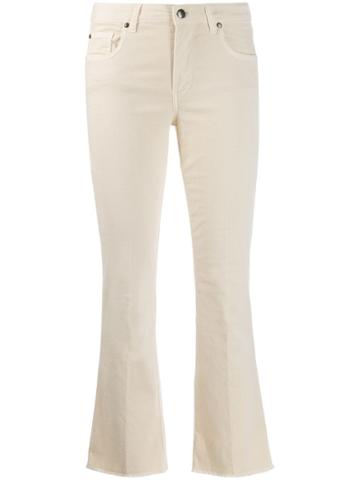 Fay Fringed Trim Flared Jeans - White