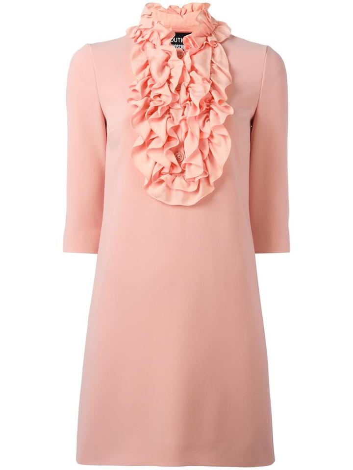 Boutique Moschino Ruffled Bib Dress, Women's, Size: 44, Pink/purple, Polyester/triacetate/rayon/silk