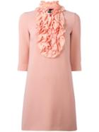 Boutique Moschino Ruffled Bib Dress, Women's, Size: 44, Pink/purple, Polyester/triacetate/rayon/silk