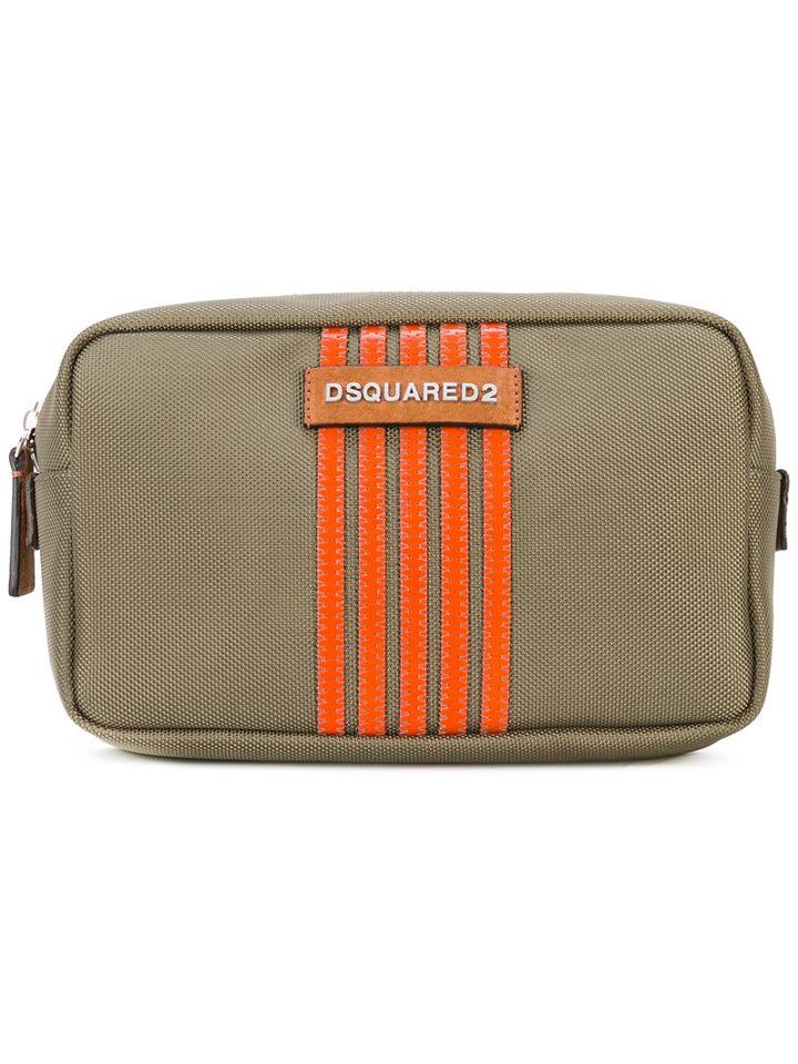 Dsquared2 - Striped Logo Washbag - Men - Polyester - One Size, Green, Polyester