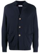 Brunello Cucinelli Ribbed Trim Cardigan - Blue