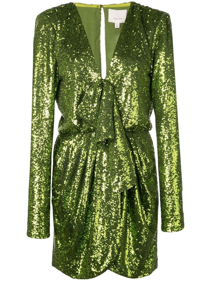 Cinq A Sept Draped Embellished Dress - Green