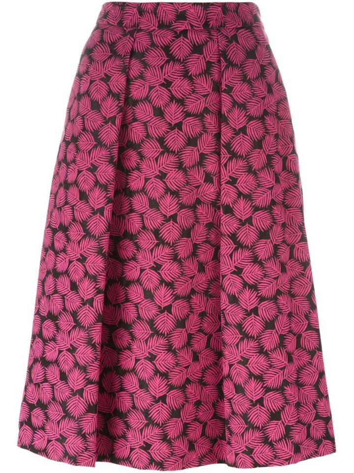 Michael Michael Kors Leaf Print A-line Skirt, Women's, Size: 0, Pink/purple, Polyester/spandex/elastane/cotton