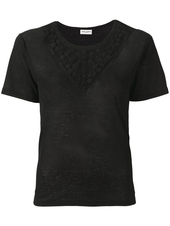 Saint Laurent Star Embroidered T-shirt - 1000 Black