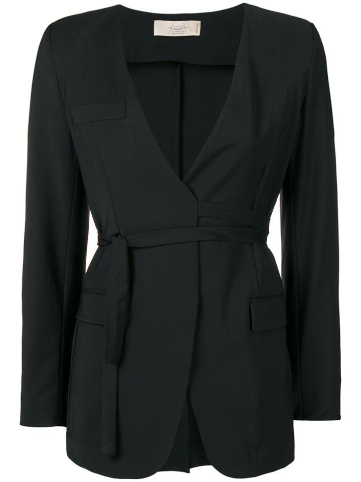 Maison Flaneur Belted Fitted Jacket - Black