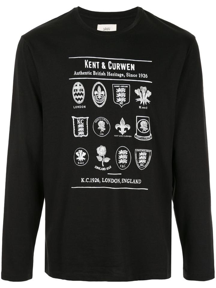 Kent & Curwen Long Sleeved Cotton T-shirt - Black