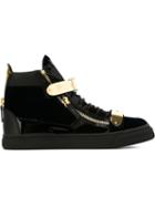 Giuseppe Zanotti Design Coby Hi-top Sneakers, Men's, Size: 41.5, Black, Leather/velvet/rubber