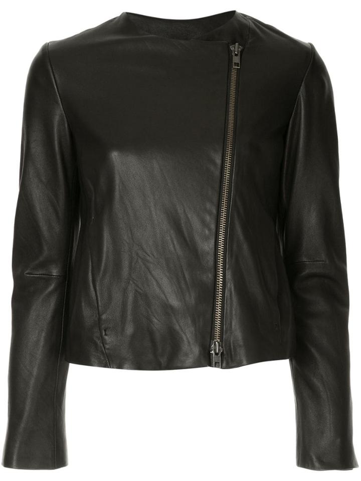 Vince Asymmetric Leather Jacket - Black