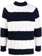 Sunnei Cable Knit Striped Jumper - Blue