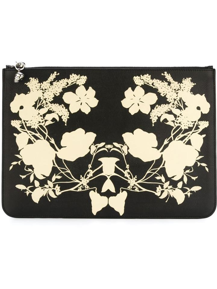 Alexander Mcqueen Floral Skull Charm Clutch