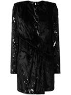 Saint Laurent Ruched Devoré Mini Dress - Black