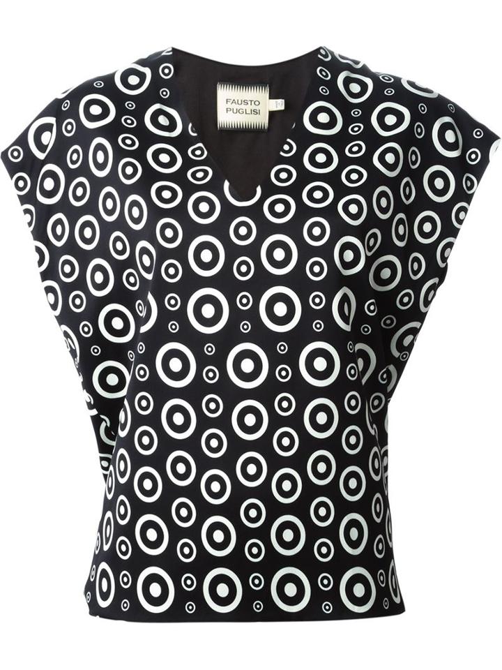 Fausto Puglisi All-over Circle Print Top, Women's, Size: 40, Black, Silk/spandex/elastane/viscose