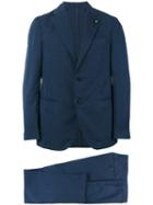 Lardini - Lapel Detail Two-piece Suit - Men - Silk/cotton/polyester - 52, Blue, Silk/cotton/polyester