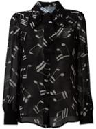 Saint Laurent Musical Note Printed Shirt, Women's, Size: 42, Black, Silk