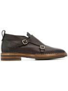 Santoni Embossed Monk Shoes - Brown