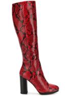 Kalda Snakeskin Effect Boots - Red