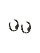 Radà Stone Embellished Hoop Earrings, Women's, Black