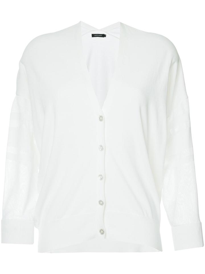 Loveless Sheer-panel Fitted Cardigan - White