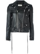Saint Laurent Bloodluster Motorcycle Jacket, Women's, Size: 40, Black, Lamb Skin/cotton/cupro/polyester