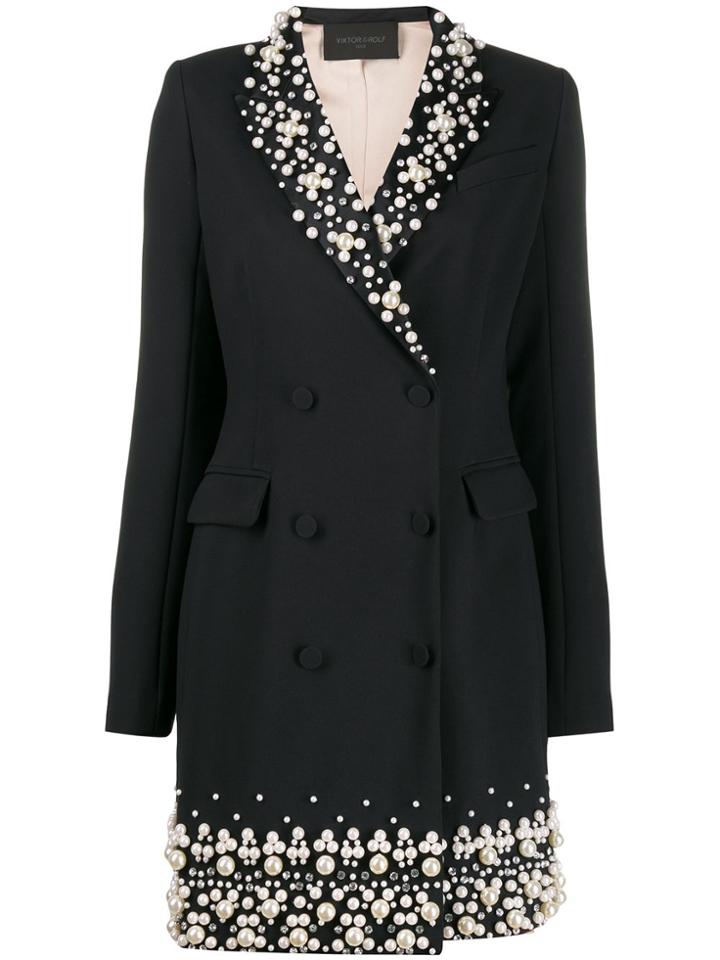 Viktor & Rolf Soir Embellished Double-breasted Blazer Dress - Black