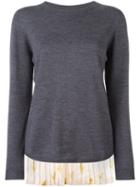 Erika Cavallini Pleated Back Jumper, Women's, Size: Medium, Grey, Polyester/merino
