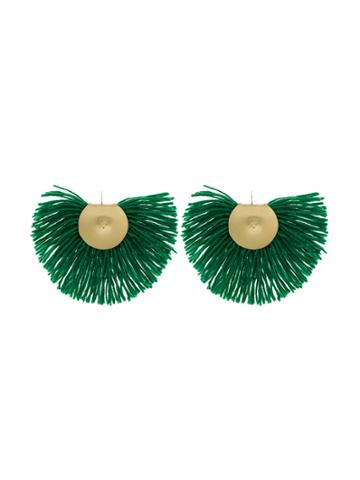 Katerina Makriyianni Green Fringed Earrings