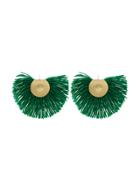 Katerina Makriyianni Green Fringed Earrings