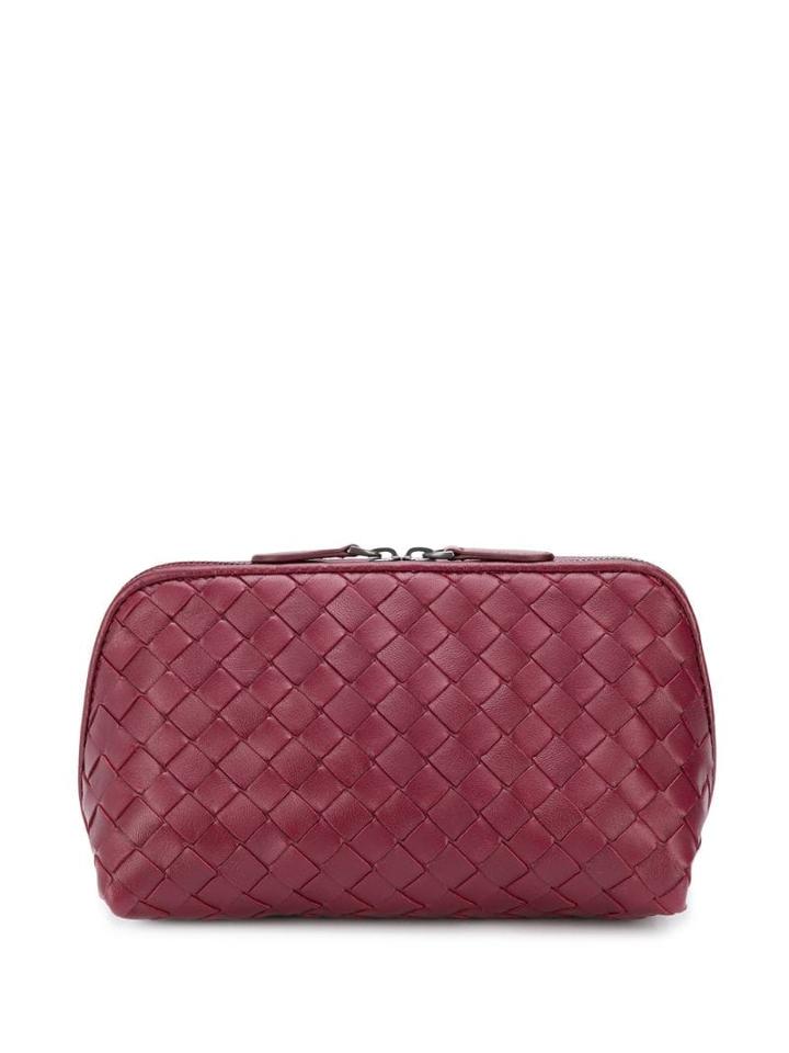 Bottega Veneta Intrecciato Weave Make-up Bag - Red